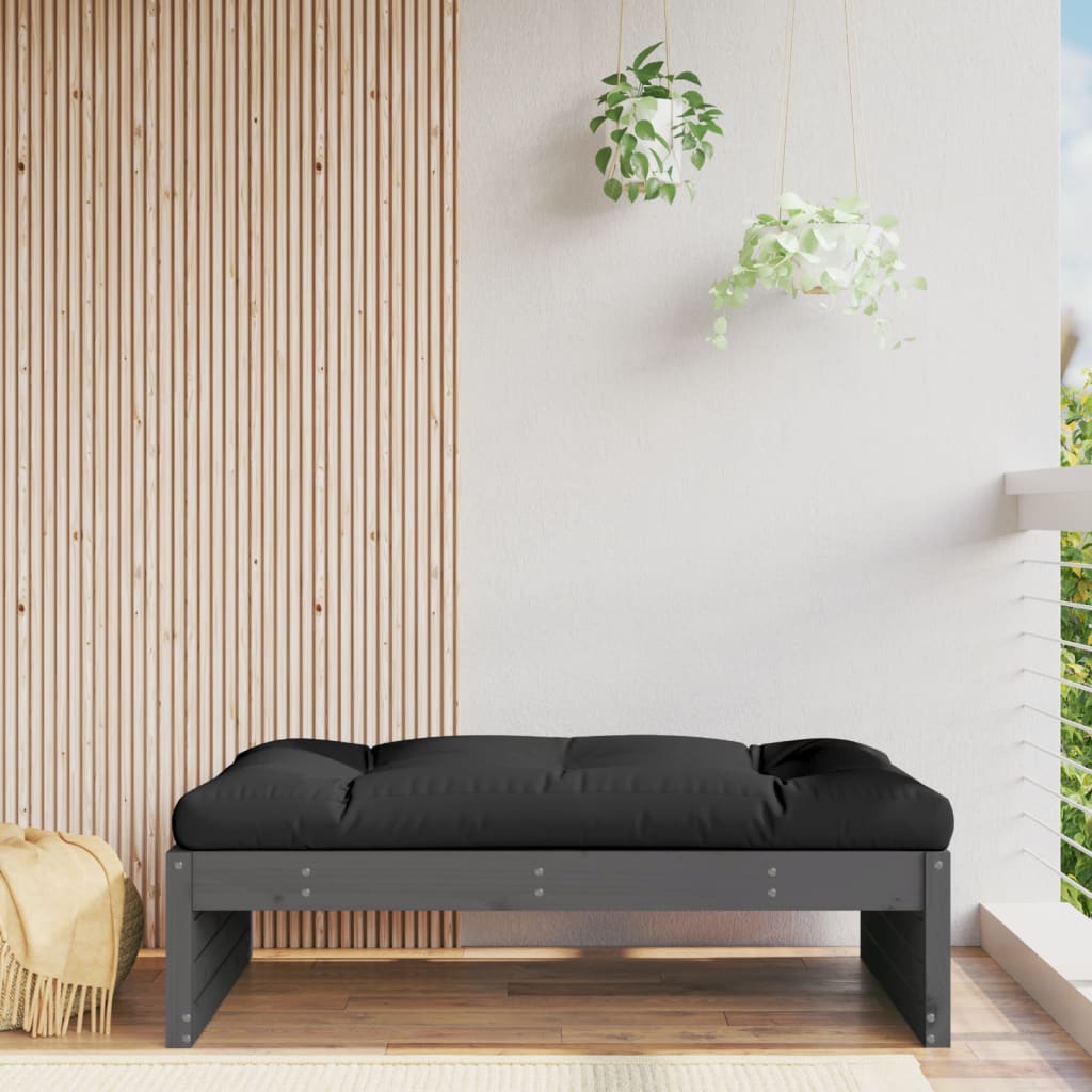 Repose-pied de jardin 120x80 cm gris bois de pin massif