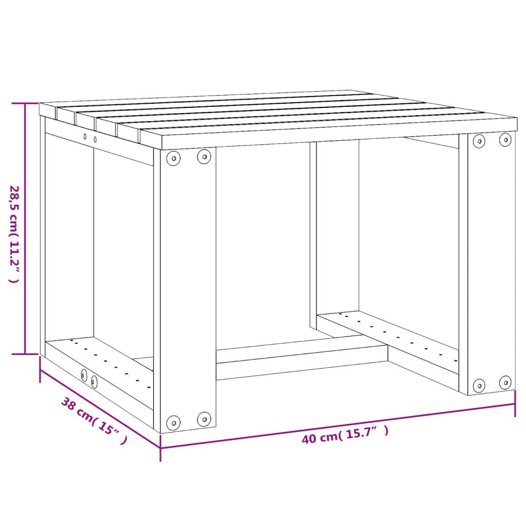 Table d'appoint de jardin blanc 40x38x28,5cm bois massif de pin