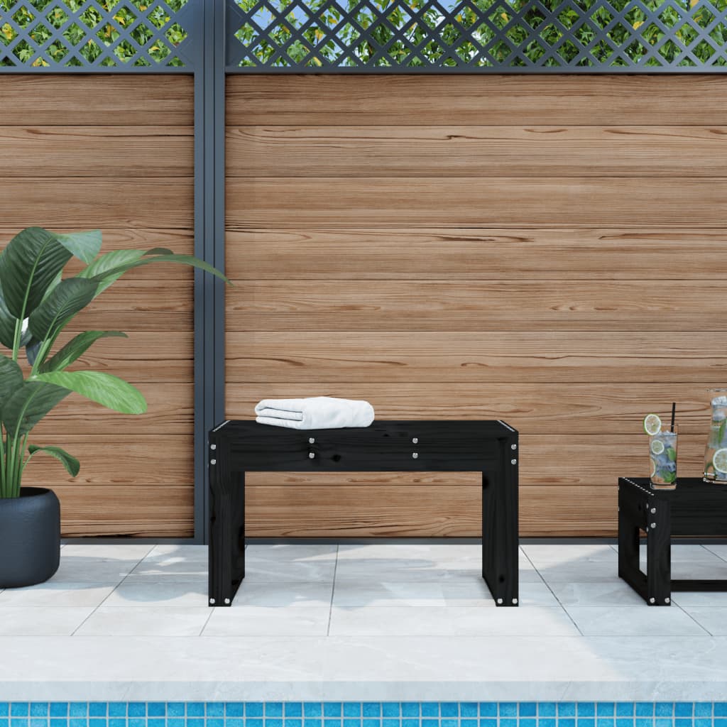 Banc de jardin noir 80x38x45 cm bois massif de pin