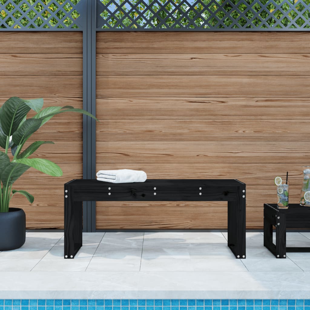 Banc de jardin noir 110x38x45 cm bois massif de pin