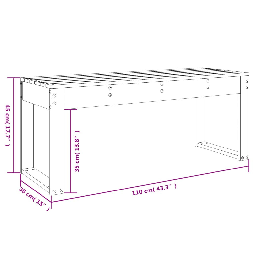 Gartenbank 110x38x45 cm aus massivem Douglasienholz