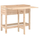 Jardinière avec dessus de table pliable bois de pin massif