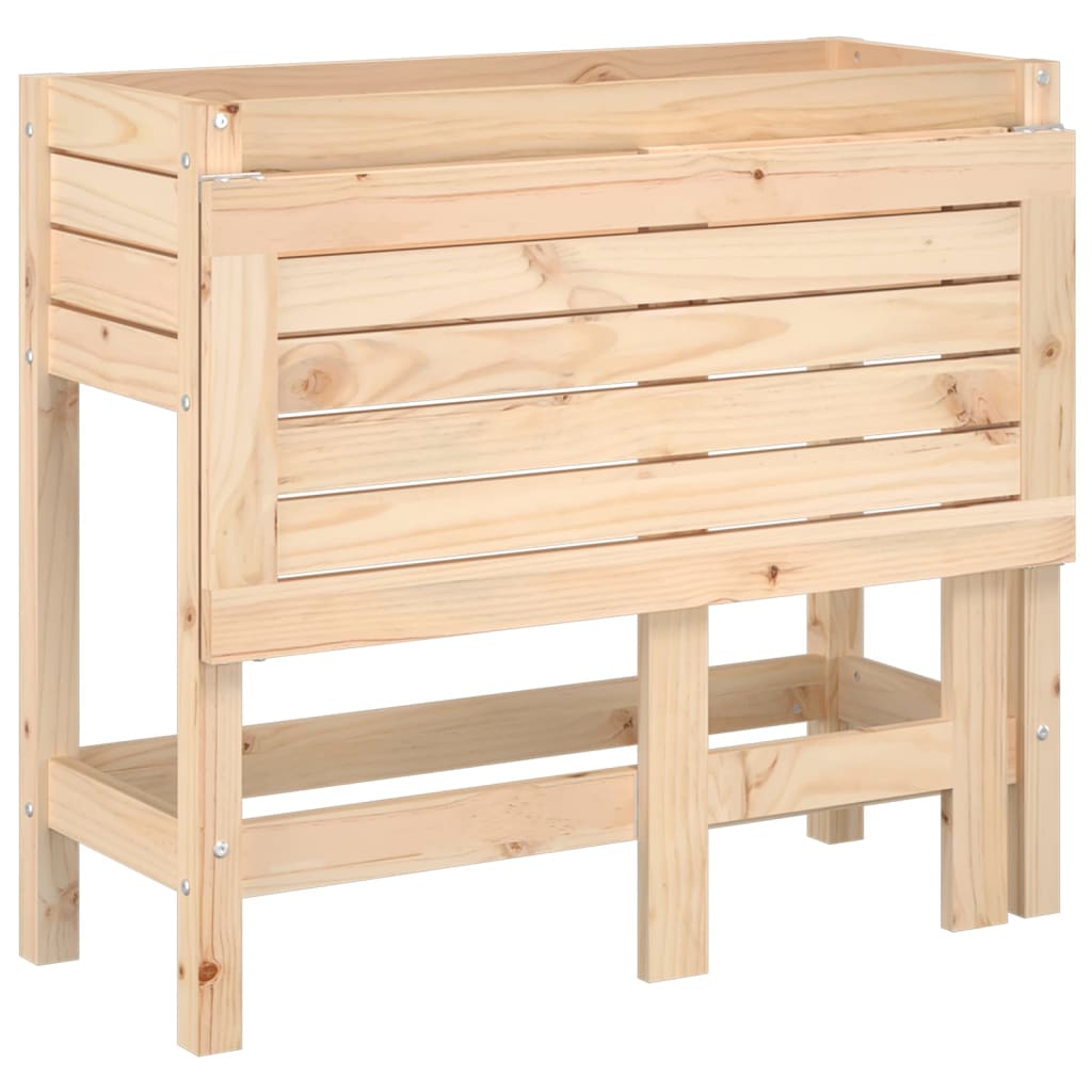 Jardinière avec dessus de table pliable bois de pin massif