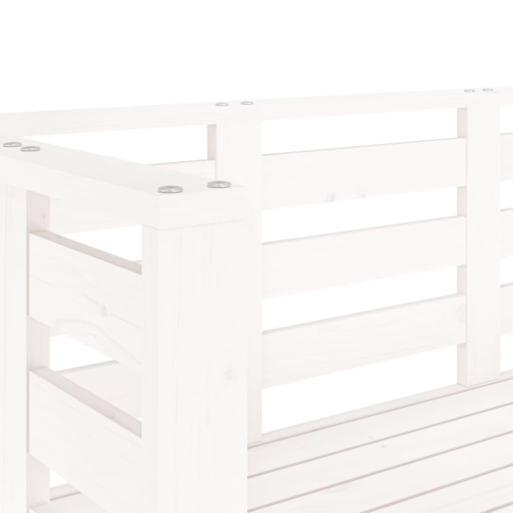 Banc de jardin blanc 111,5x53x71 cm bois massif de pin