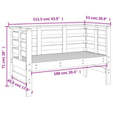 Banc de jardin blanc 111,5x53x71 cm bois massif de pin