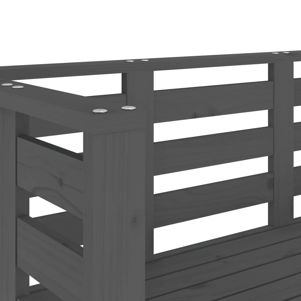 Banc de jardin gris 111,5x53x71 cm bois massif de pin