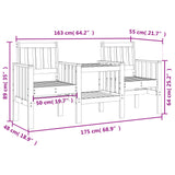 Banc de jardin avec table 2 places bois de pin massif