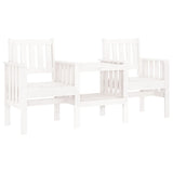 Banc de jardin avec table 2 places blanc bois massif de pin