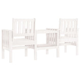 Banc de jardin avec table 2 places blanc bois massif de pin