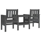 Banc de jardin avec table 2 places gris bois massif de pin