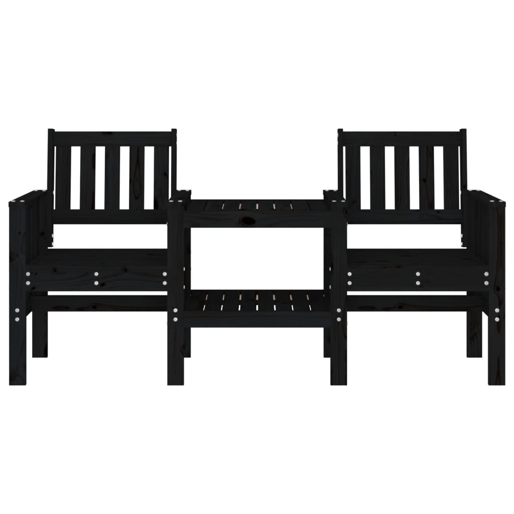 Banc de jardin avec table 2 places noir bois massif de pin