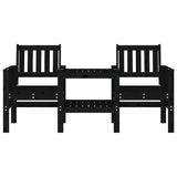 Banc de jardin avec table 2 places noir bois massif de pin