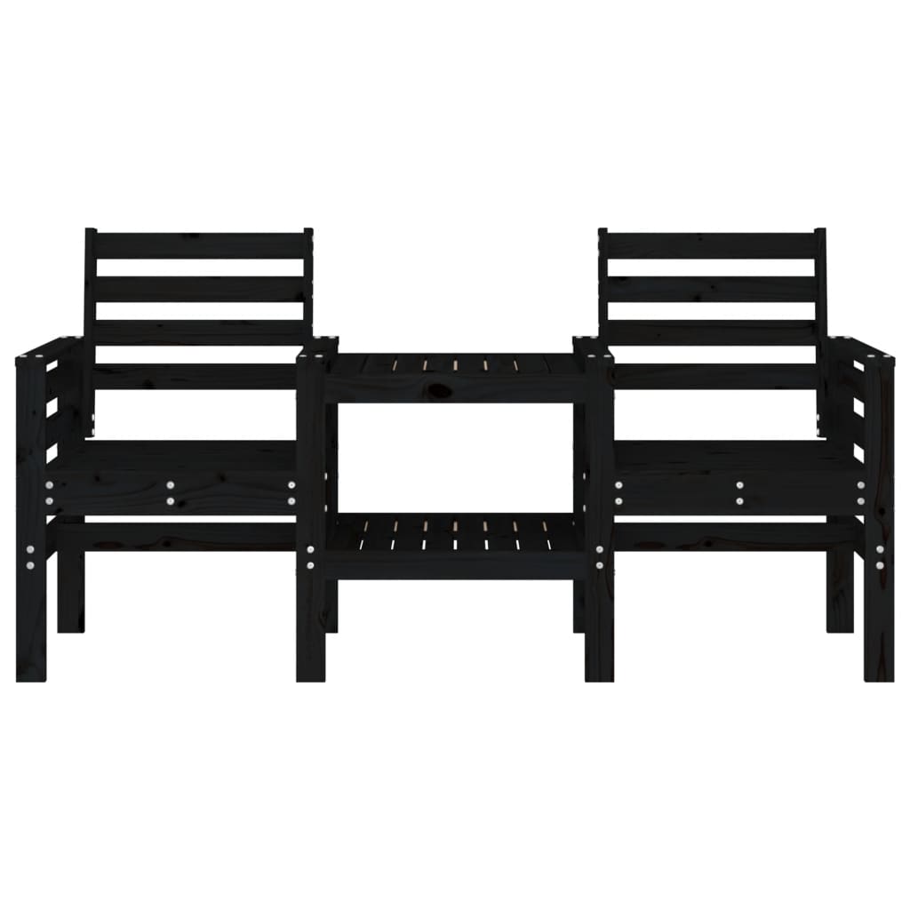 Banc de jardin avec table 2 places noir bois massif de pin