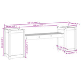 Banc avec jardinières 180x36x63 cm bois massif de pin