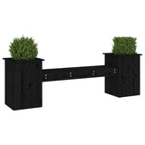 Banc avec jardinières noir 184,5x39,5x56,5cm bois massif de pin