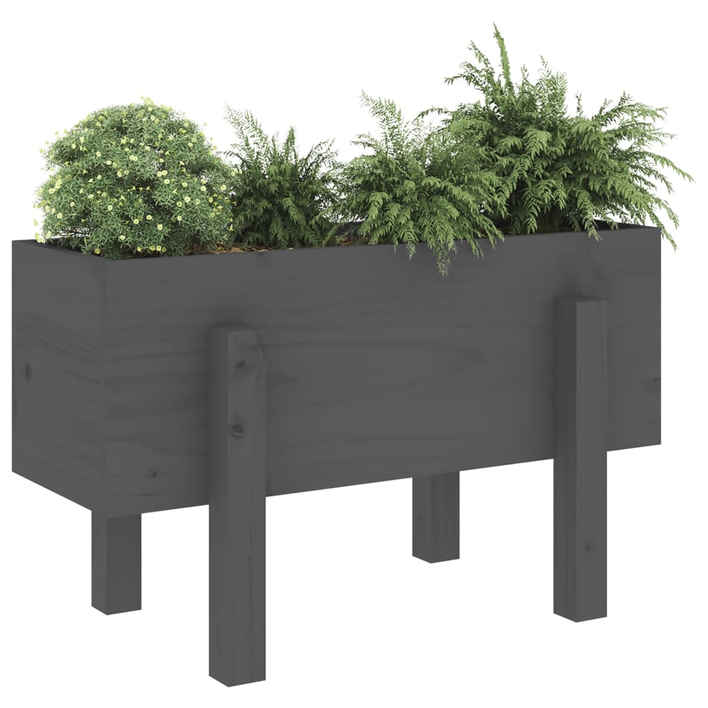 Jardinière gris 62x30x38 cm bois massif de pin