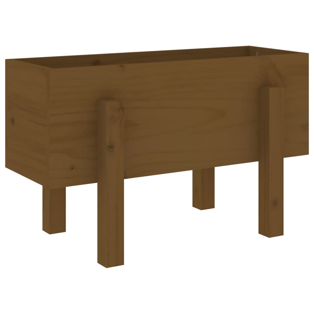 Jardinière marron miel 62x30x38 cm bois massif de pin