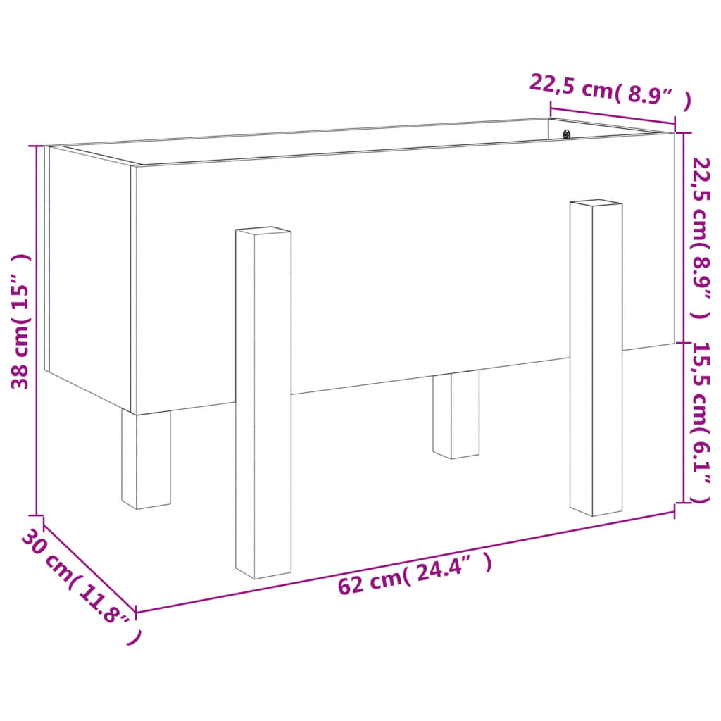 Jardinière 62x30x38 cm bois massif douglas