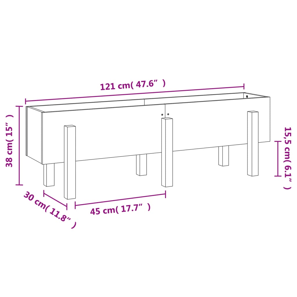 Lit surélevé de jardin marron miel 121x30x38 bois de pin massif