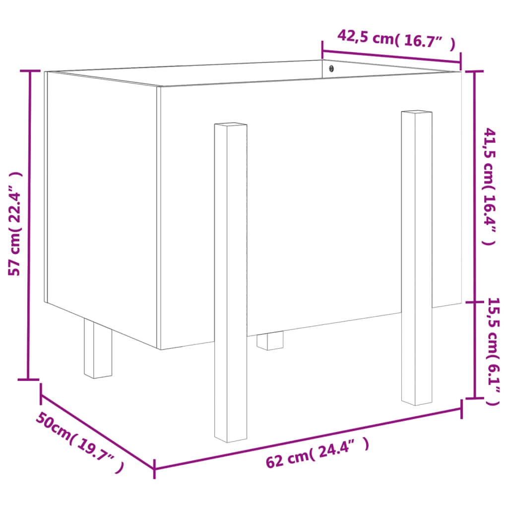 Jardinière 62x50x57 cm bois massif de pin