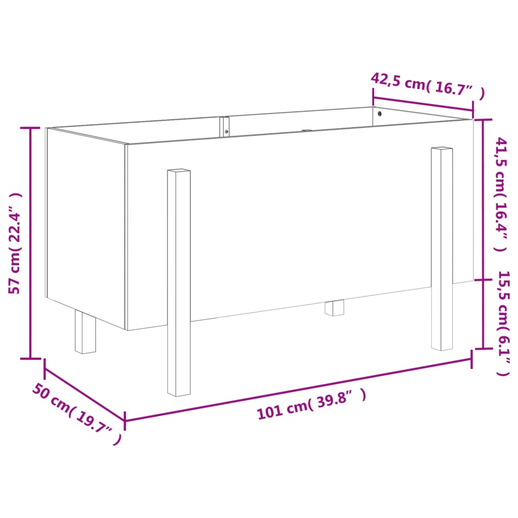 Lit surélevé de jardin brun miel 101x50x57cm bois de pin massif