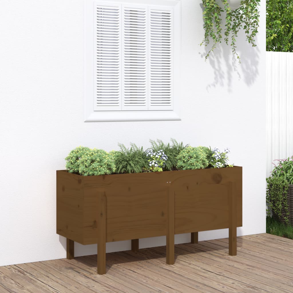 Lit surélevé de jardin brun miel 121x50x57cm bois de pin massif