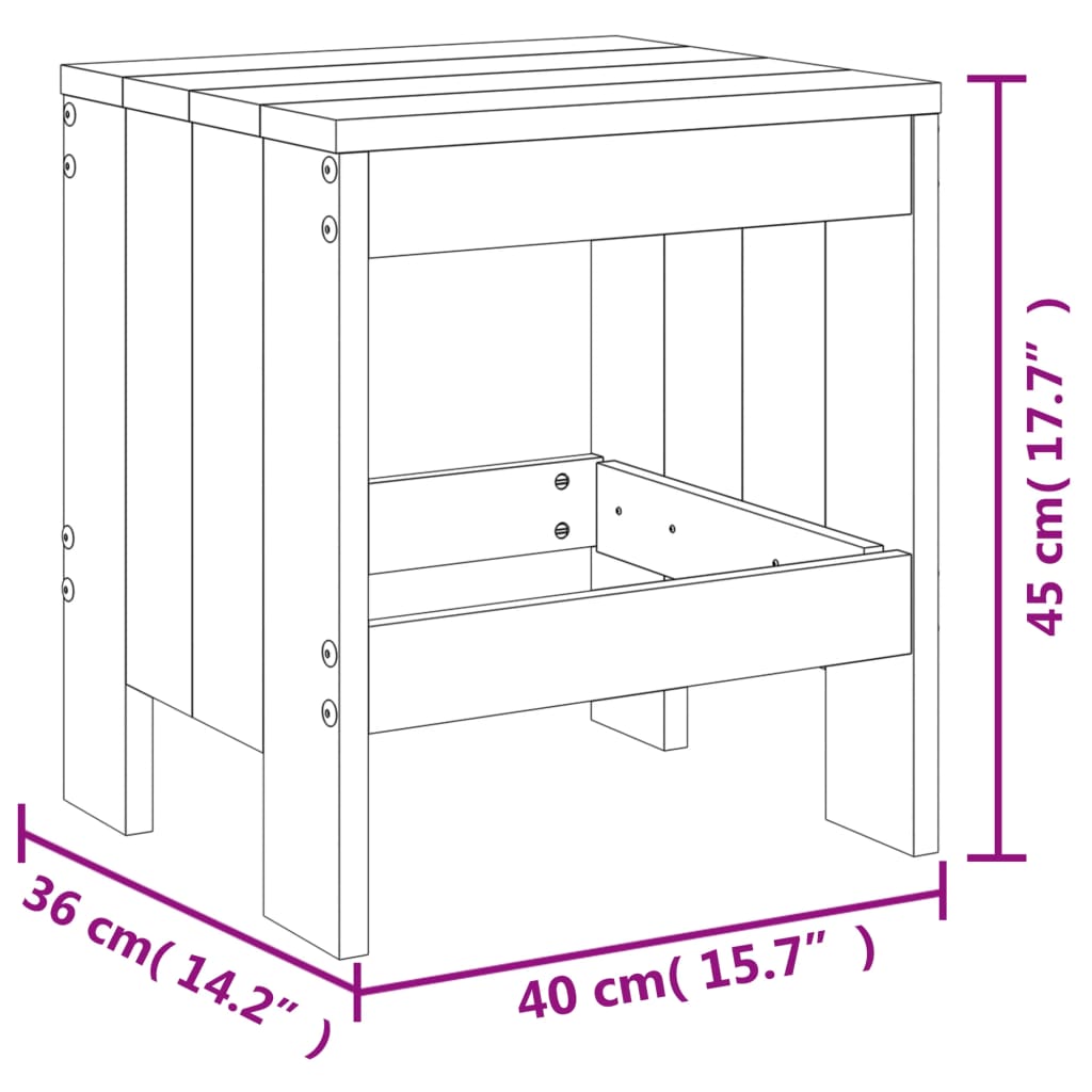 Tabourets de jardin lot de 2 40x36x45 cm bois massif de pin