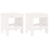 Tabourets de jardin lot de 2 blanc 40x36x45 cm bois massif pin