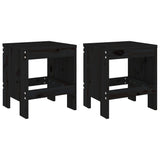 Tabourets de jardin lot de 2 noir 40x36x45 cm bois massif pin