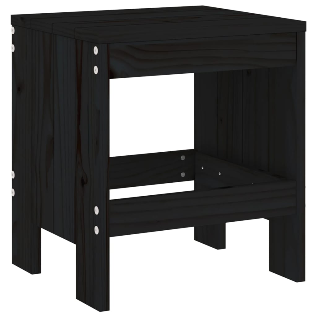 Tabourets de jardin lot de 2 noir 40x36x45 cm bois massif pin