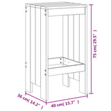 Barhocker 2er-Set 40x36x75 cm aus massivem Kiefernholz