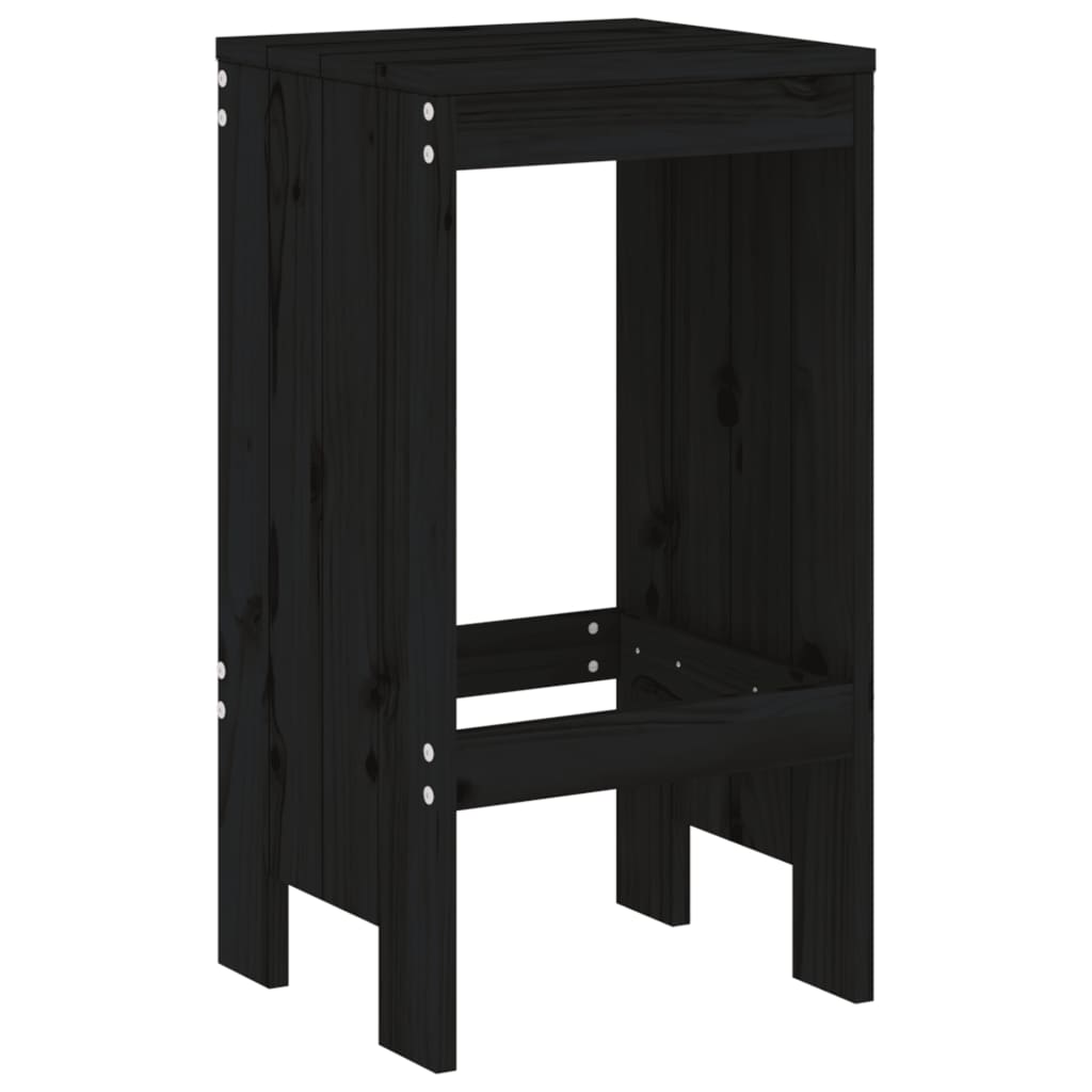 Tabourets de bar lot de 2 noir 40x36x75 cm bois massif de pin