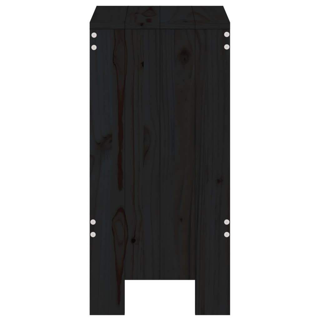 Tabourets de bar lot de 2 noir 40x36x75 cm bois massif de pin