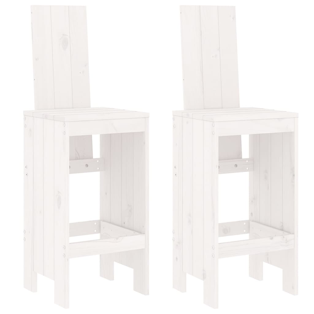 Bar stools set of 2 white 40x42x120 cm solid pine wood