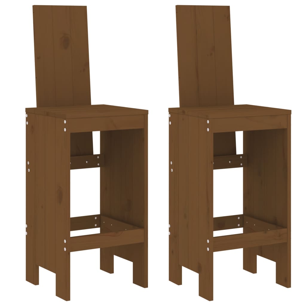 Tabourets lot de 2 marron miel 40x42x120 cm bois massif de pin