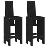 Bar stools set of 2 black 40x42x120 cm solid pine wood