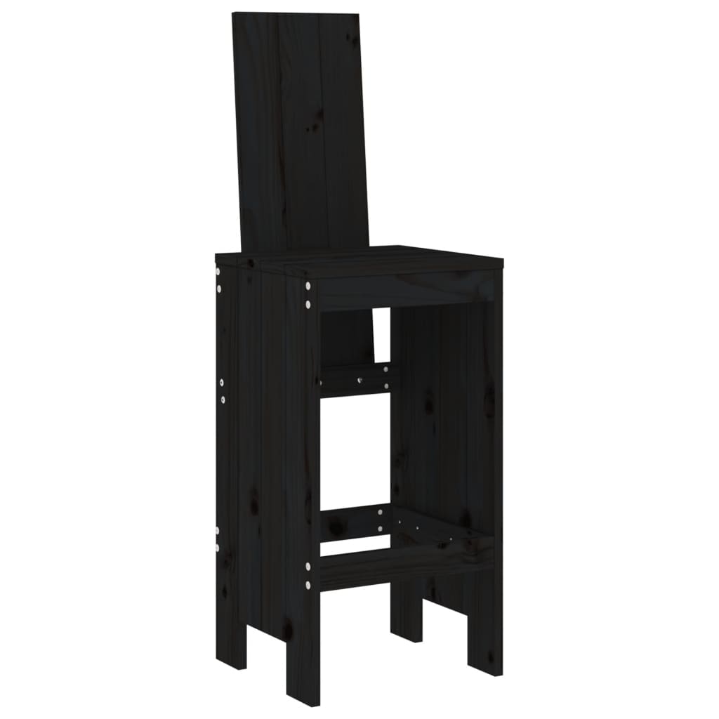 Bar stools set of 2 black 40x42x120 cm solid pine wood