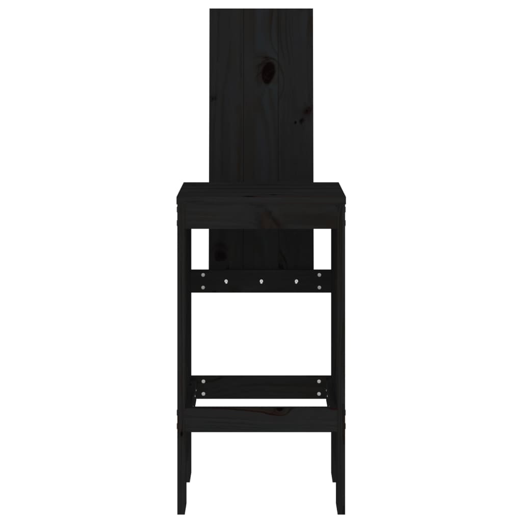 Bar stools set of 2 black 40x42x120 cm solid pine wood