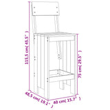 Tabourets de bar lot de 2 40x48,5x115,5 cm bois massif de pin