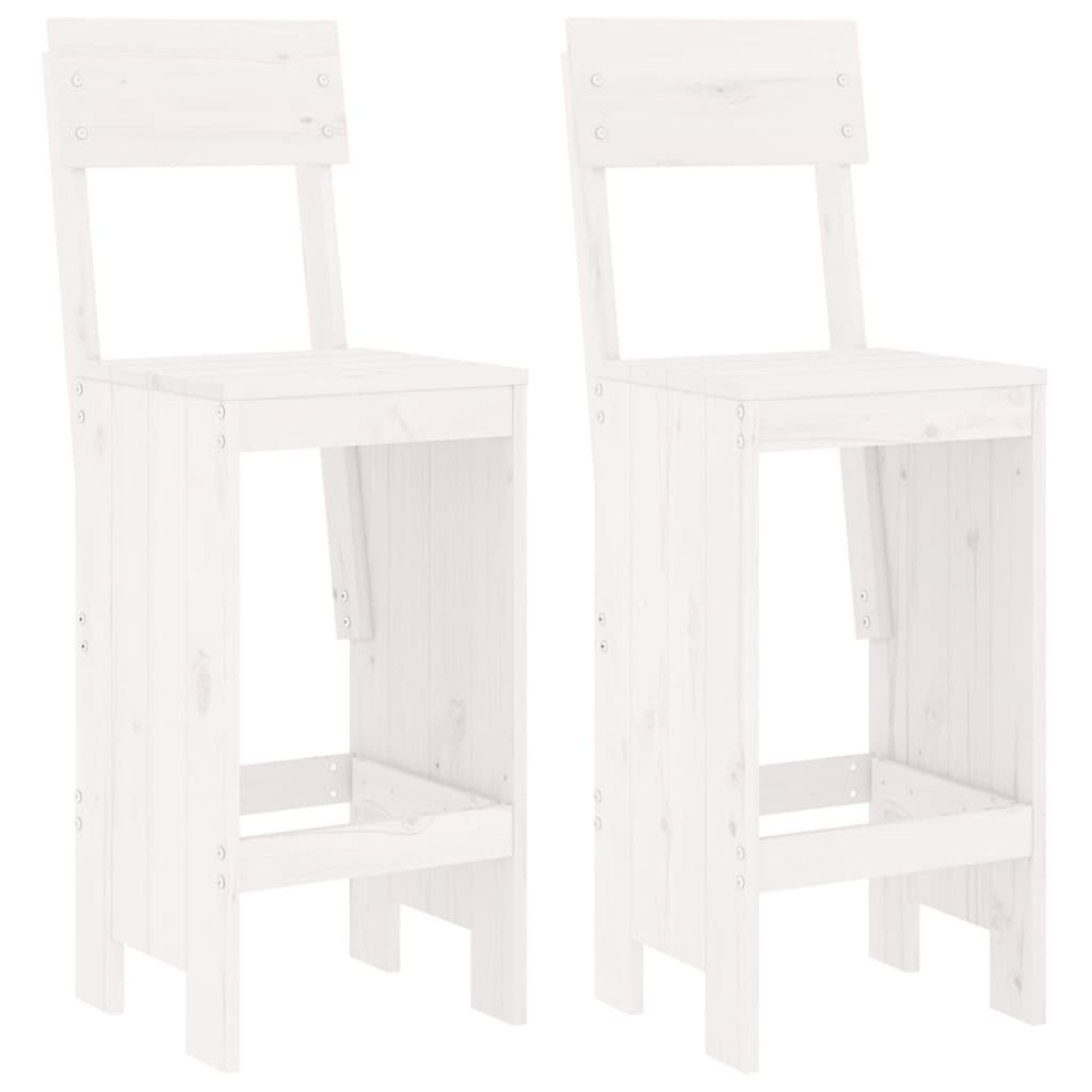 Tabourets de bar lot de 2 blanc 40x48,5x115,5cm bois massif pin