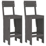 Bar stools set of 2 gray 40x48.5x115.5 cm solid pine wood