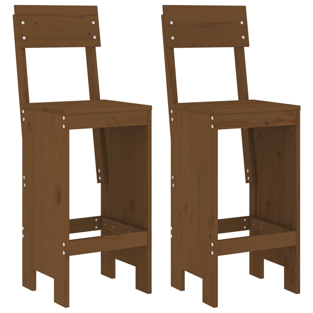 Stools set of 2 honey brown 40x48.5x115.5 cm solid pine wood