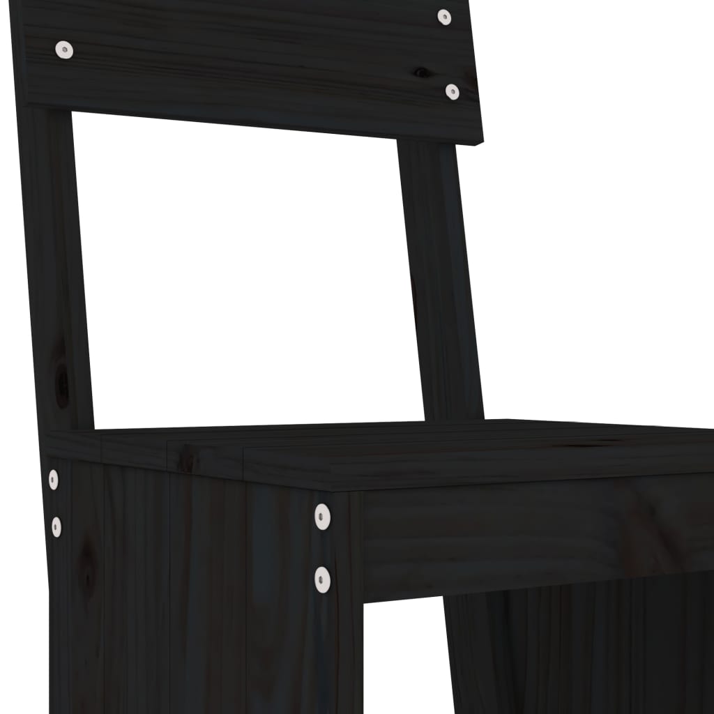 Tabourets de bar lot de 2 noir 40x48,5x115,5 cm bois massif pin