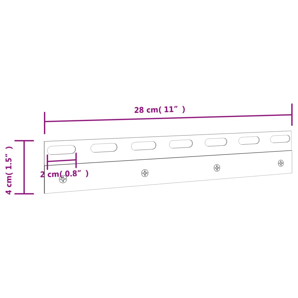 Connection plates 4 pcs silver 28 cm stainless steel