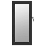 Armoire à bijoux avec miroir murale noir 30x8,5x67 cm