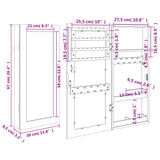 Armoire à bijoux avec miroir murale noir 30x8,5x67 cm