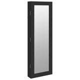 Armoire à bijoux avec miroir murale noir 30x8,5x90 cm