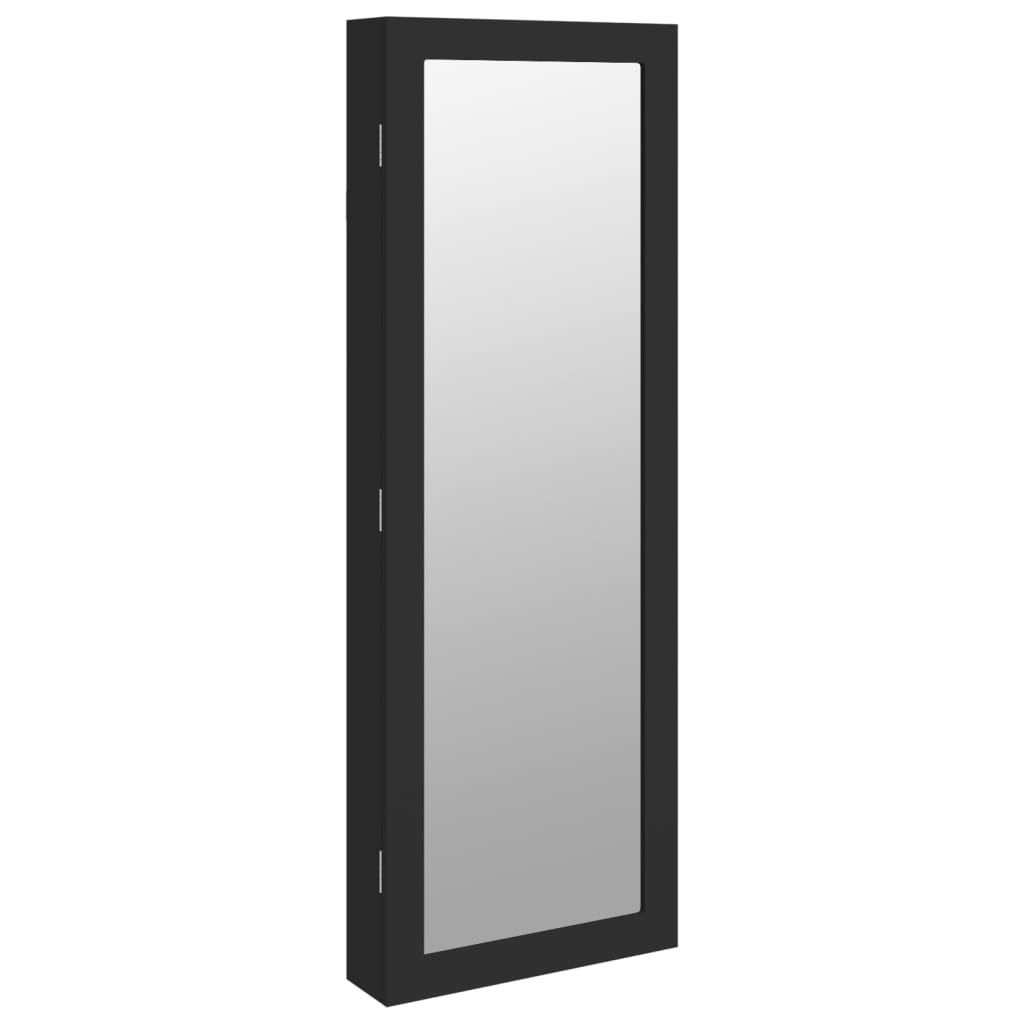 Jewelry cabinet with wall mirror black 37.5x10x106 cm