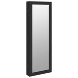 Armoire à bijoux avec miroir murale noir 37,5x10x106 cm