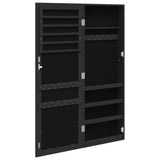 Jewelry cabinet with wall mirror black 37.5x10x106 cm